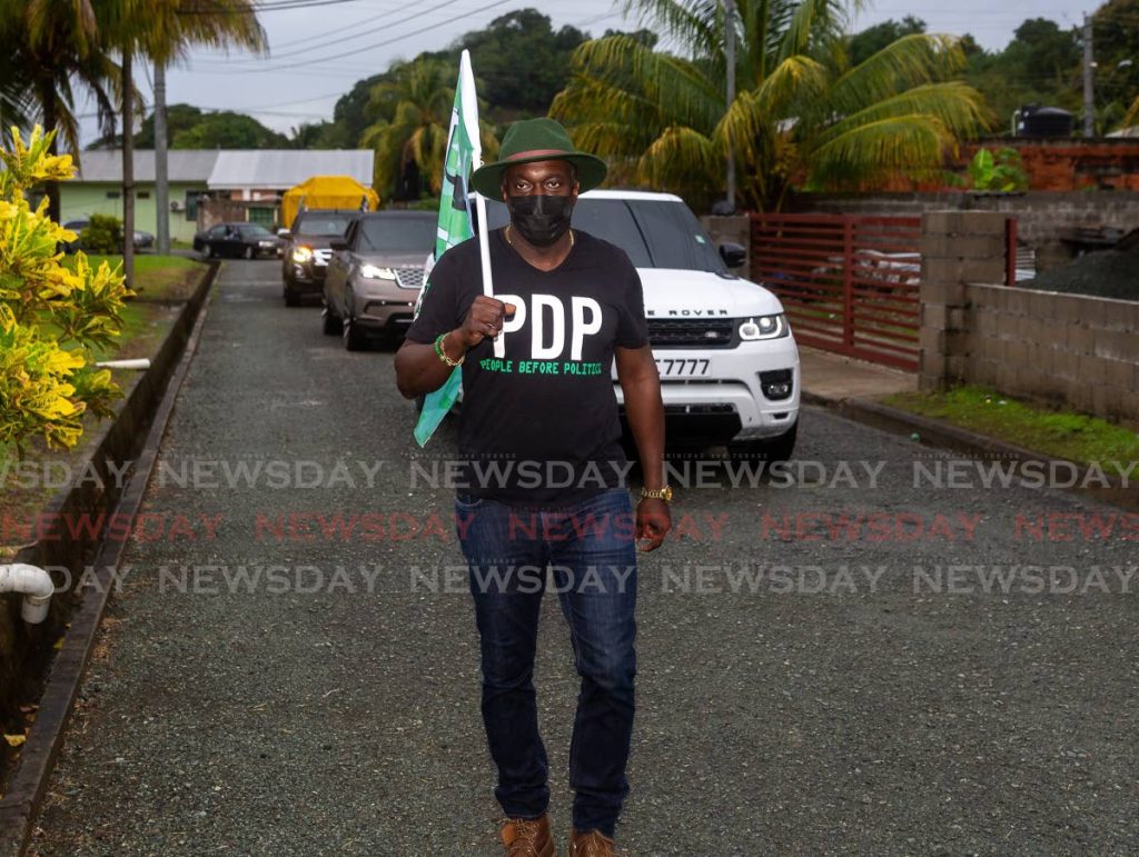 PDP political leader Watson Duke during a walkabout on on October 24 in Roxborough/Argyle in Tobago - Photo by David Reid