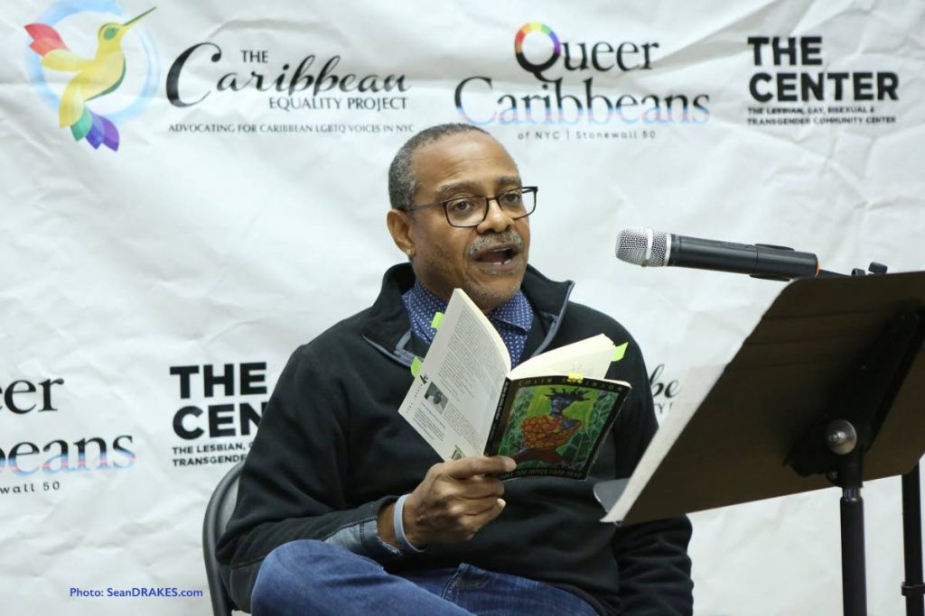 Colin Robinson reads from his book You Have Your Father Hard Head in New York, Ocotber 2019. Nominations for the Hard Head Award 2021, named his honour, are open. - PHOTO BY SEAN DRAKES