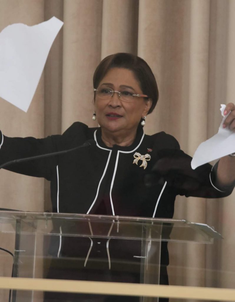 The Electoral College rejected a motion filed by Opposition Leader Kamla Persad-Bissessar to investigate the removal of President Paula-Mae Weekes from office. Photo courtesy Parliament