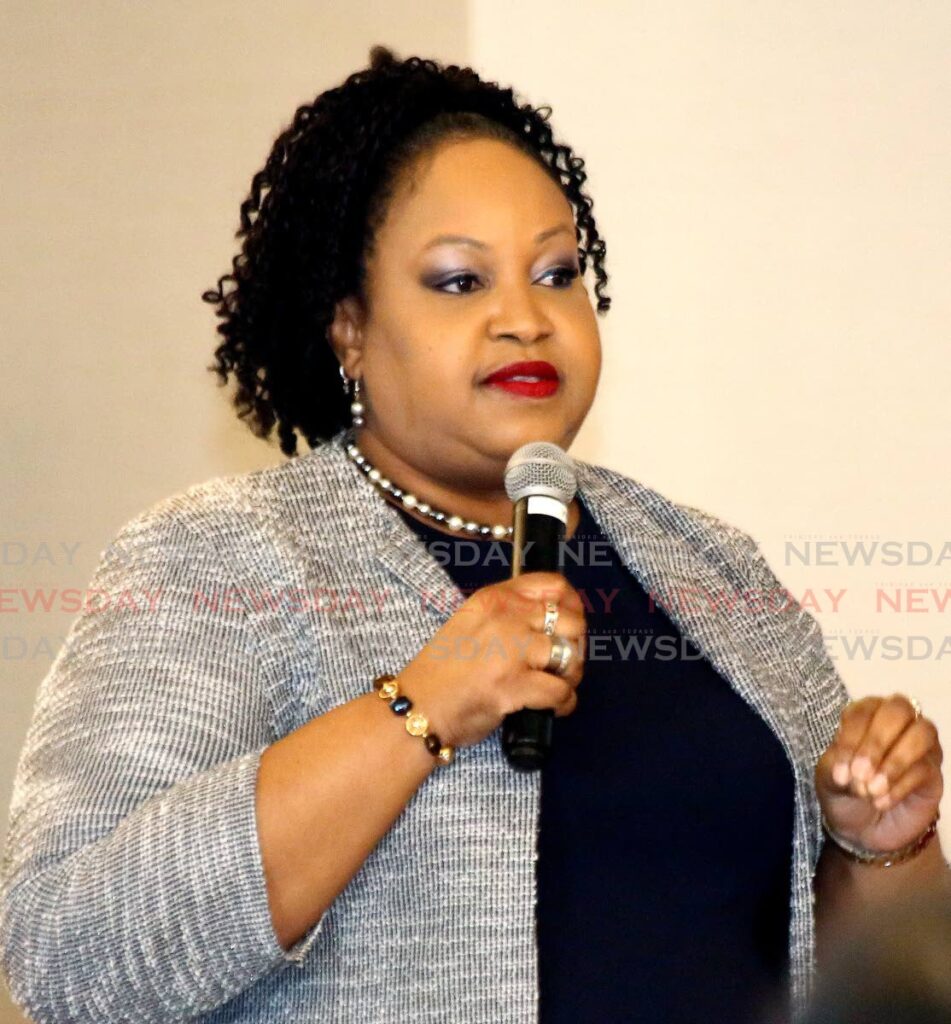 Acting Supt Claire Guy-Alleyne of the Gender Based Violence Unit  speaking at Down Syndrome Family Network  conference  to mark World Down Syndrome Day  at the Hyatt Regency in Port of Spain. - Photo by Sureash Cholai