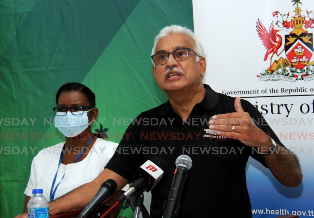 Health Minister Terrence Deyalsingh during the rollout of the AstraZeneca vaccine at the St Joseph Enhanced Health Centre in April. - FILE PHOTO/AYANNA KINSALE