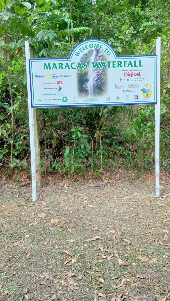 New signage welcoming people to Maracas Waterfall. The launch of the refurbished nature trail was held on Sunday.  - 