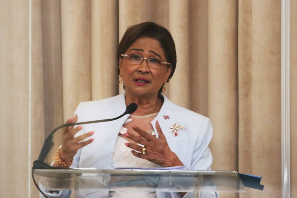 CONCERNED: Leader of the Opposition Kamla Persad-Bissessar was the first to join in debate on the Trinidad and Tobago Revenue Authority Bill, 2021 on Friday in the House of Representatives. PHOTO COURTESY OFFICE OF THE PARLIAMENT  - 