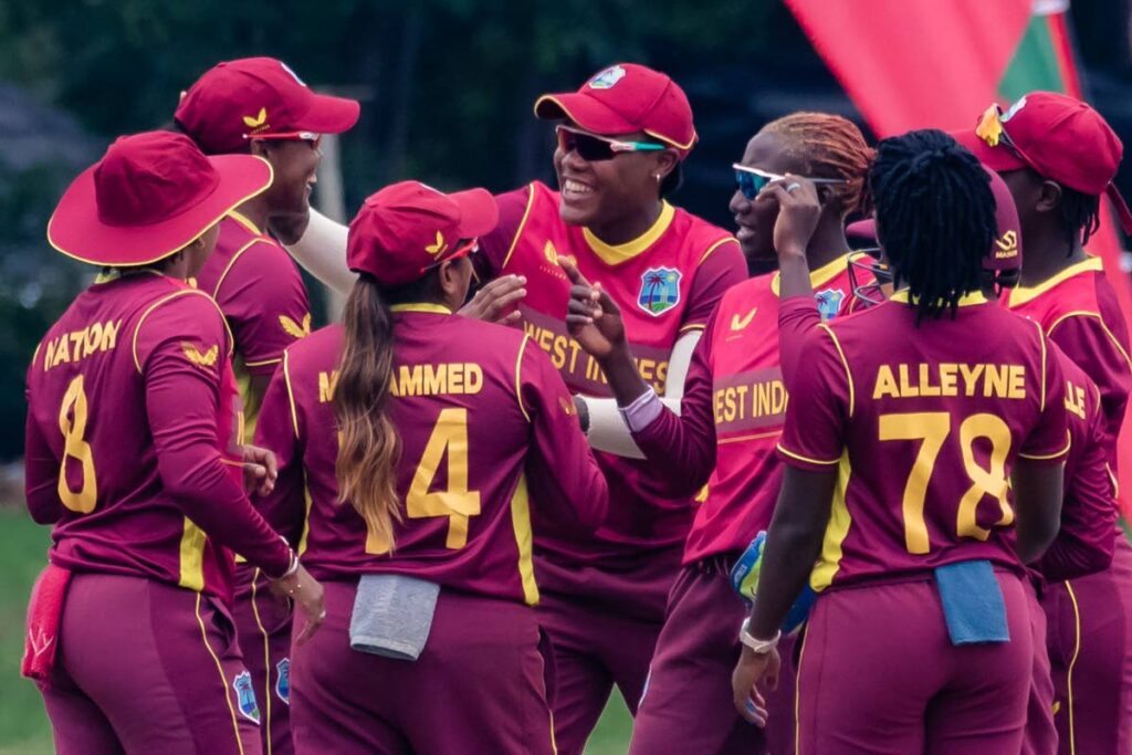 West Indies Women celebrate a wicket during their first World Cup qualifying match against Ireland, in Harare, Zimbabwe, on Tuesday. - via CWI Media