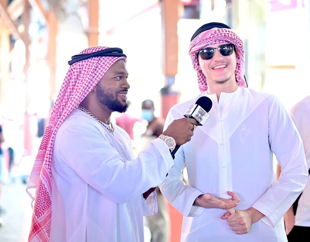 What Yuh Know host Daniel Loveless does an interview in Dubai. He filmed episodes at the Dubai expo and gold souk. - Photo courtesy Daniel Loveless