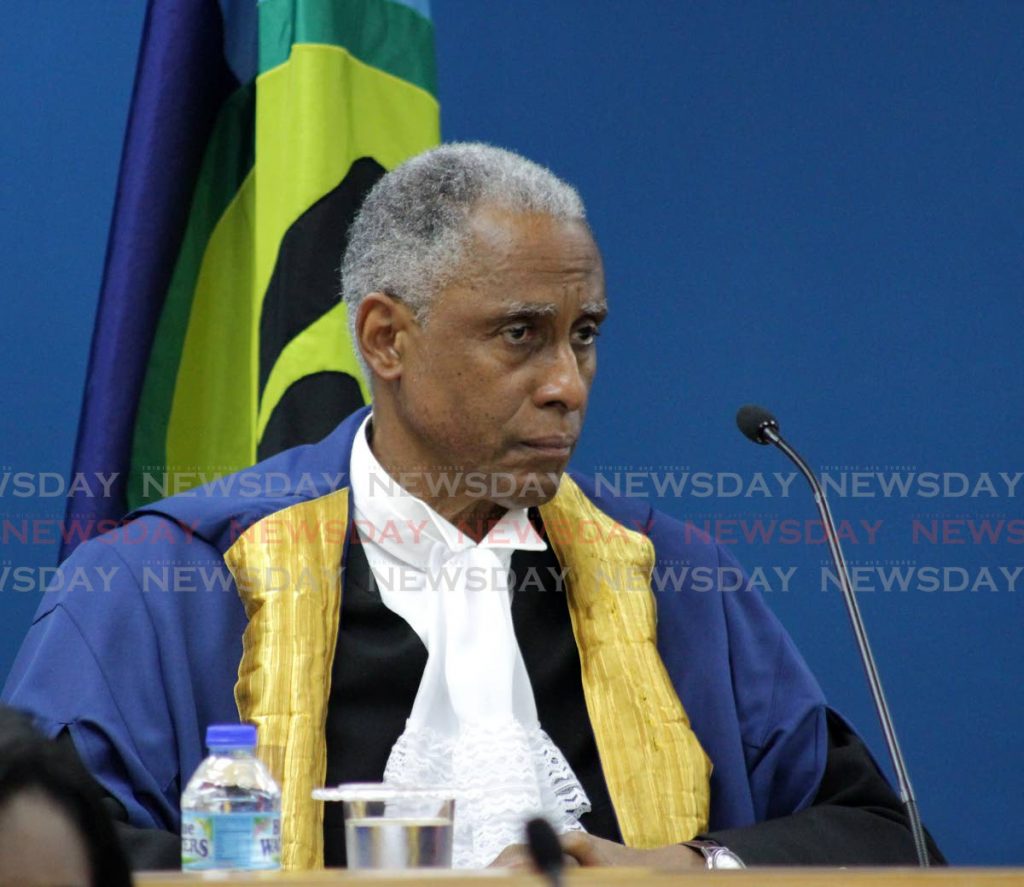 File photo: CCJ President Adrian Saunders who was presiding over the case in which Belize accused TT of not applying the Common External Tariff on sugar imported outside of the Caricom region. 