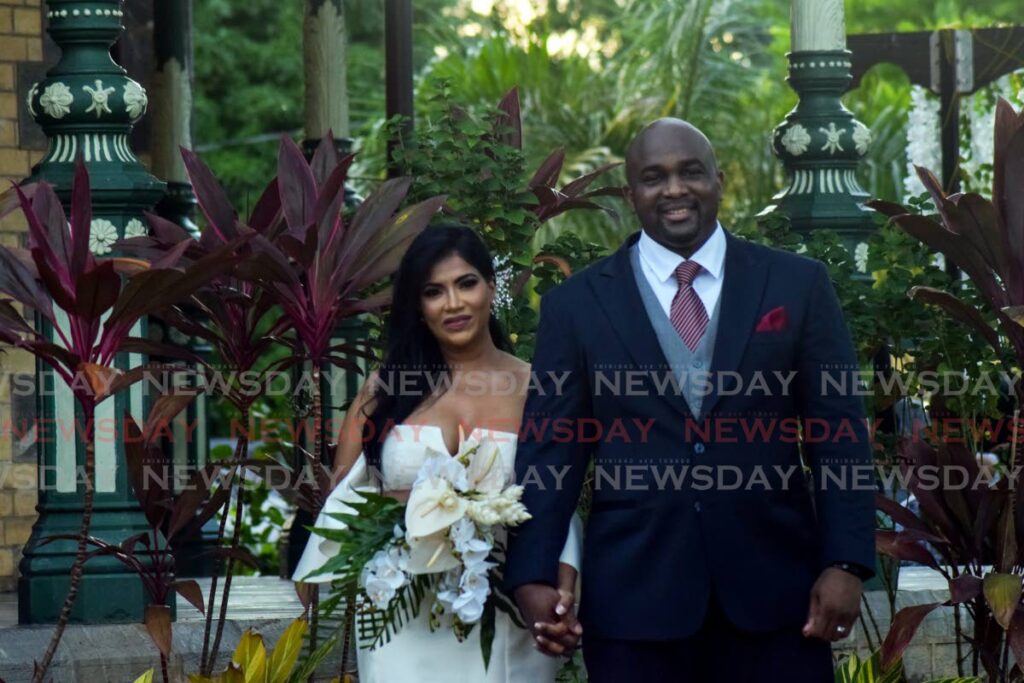 Brian Manning, Minister in the Ministry of Finance, and his wife Shelly, a media executive, on their wedding day at Stollmeyer's Castle, Port of Spain on December 12, 2020.  - File photo