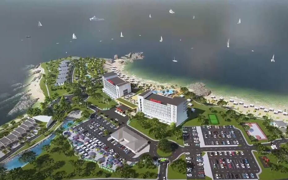 A sketch of the proposed $500 million Marriott Hotel resort at Rocky Point, Tobago. - 