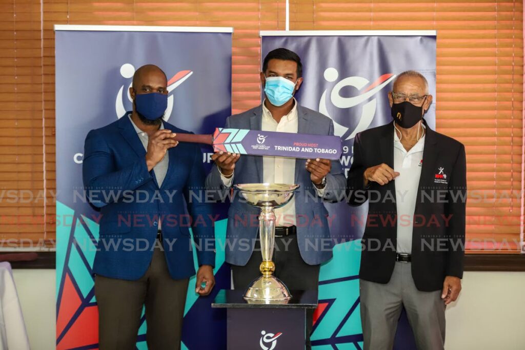 In this file photo, (l-r) Ministry of Sport official Gabre Mc Tair, tournament director Fawwaz Baksh, and SporTT chairman Douglas Camacho attend an Under-19 Cricket World Cup 2022 press conference, on November 25, at the Queen’s Park Oval, St Clair. - JEFF K MAYERS