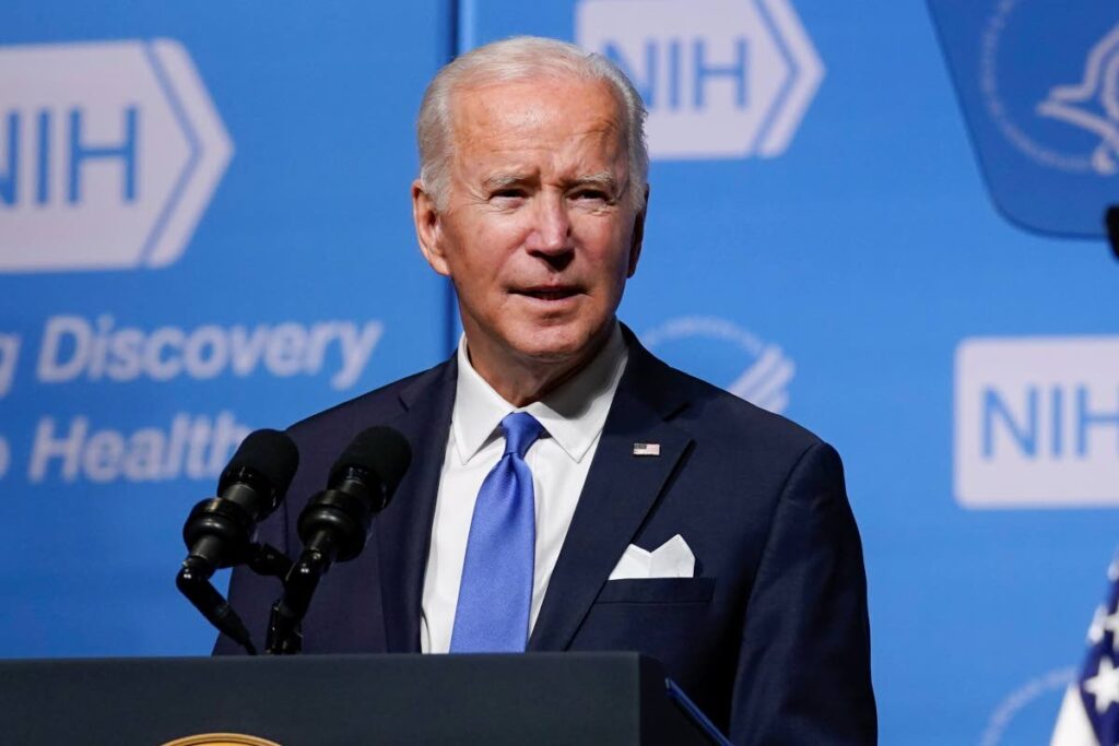 US president Joe Biden speaks about the COVID-19 variant named omicron during a visit to the National Institutes of Health, Thursday. AP PHOTO - 