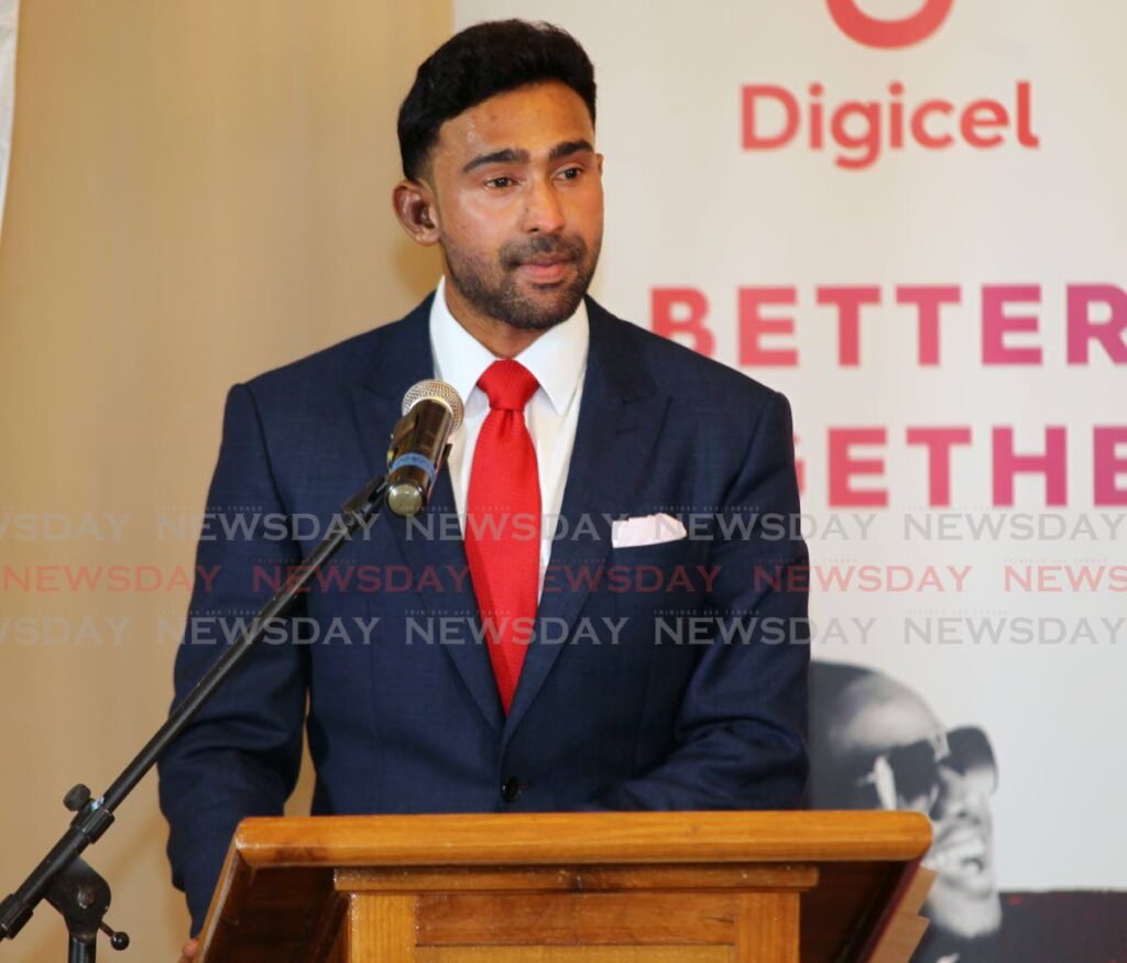 Richie Sookhai, president of the Chaguanas Chamber of Industry and Commerce speaking at the CCIC annual awards ceremony at the Passage to Asia restaurant, Chaguanas on Thursday night. - Photo by Lincoln Holder