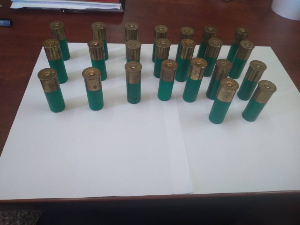 Twenty-three rounds of 12 gauge shotgun shells were found and seized by police in a drain on Lastique Street, East Dry River early on Friday morning. - TTPS