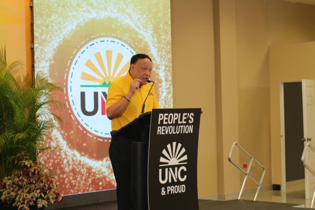 UNC chairman, Pointe a Pierre MP David Lee at the party's virtual rally on Sunday.  - 