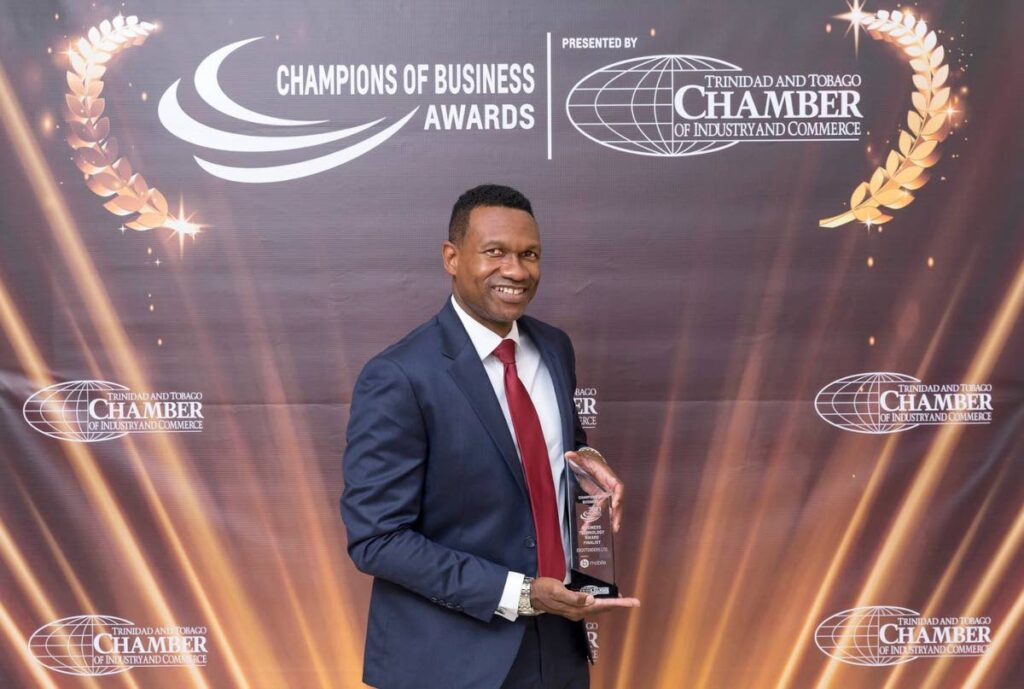 Marvin Marcelle, founder of eboxTENDERS Ltd, finalists in the business technology category of the 2021 TT Chamber of Industry and Commerce Awards. Photo source: EboxTENDERS Facebook page. - 