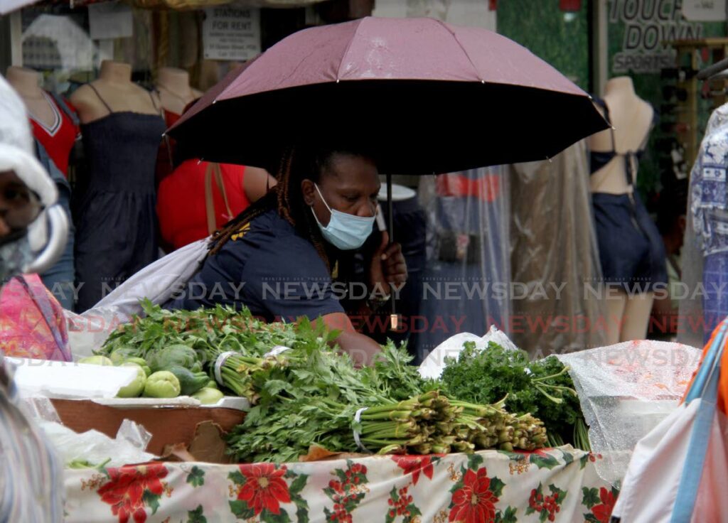 FILE PHOTO: A woman picks out her  fresh vegetables from Charlotte Street vendor, as the scores of people rushed to get their last-minute food items on Friday. - AYANNA KINSALE