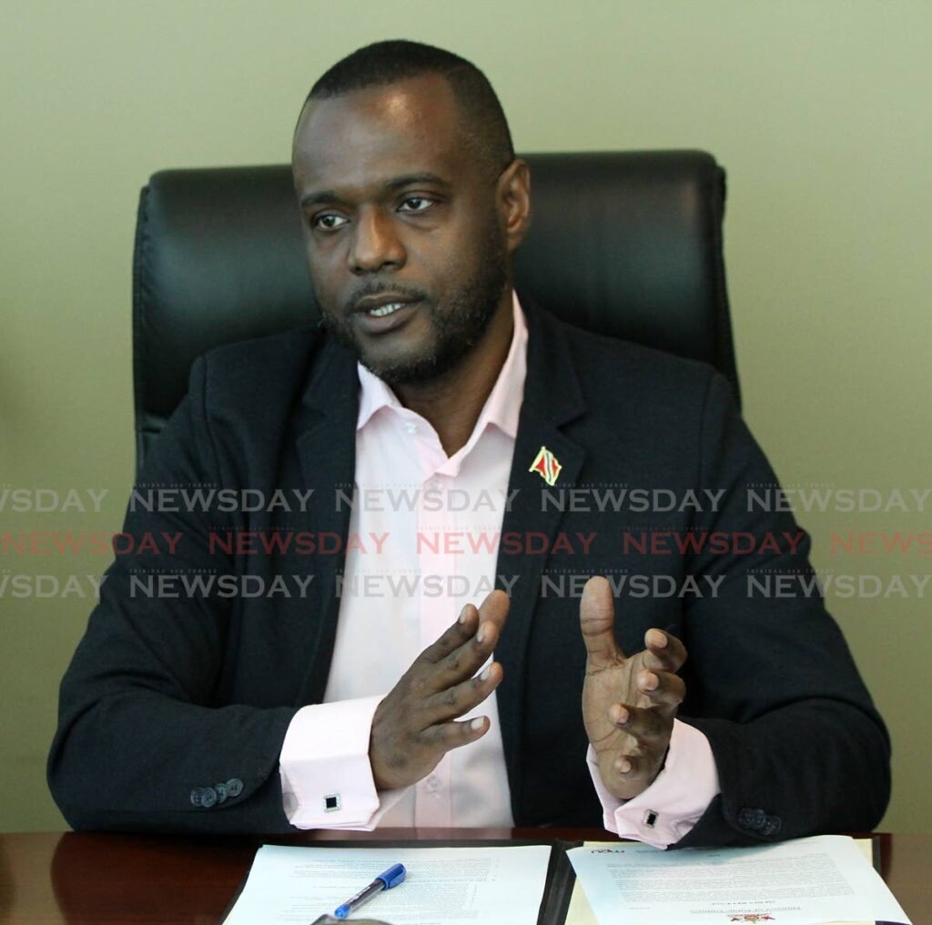 Minister  of Public Utilities Marvin Gonzales at his office,  One Alexandra Place, St. Clair. Photo by Angelo Marcelle