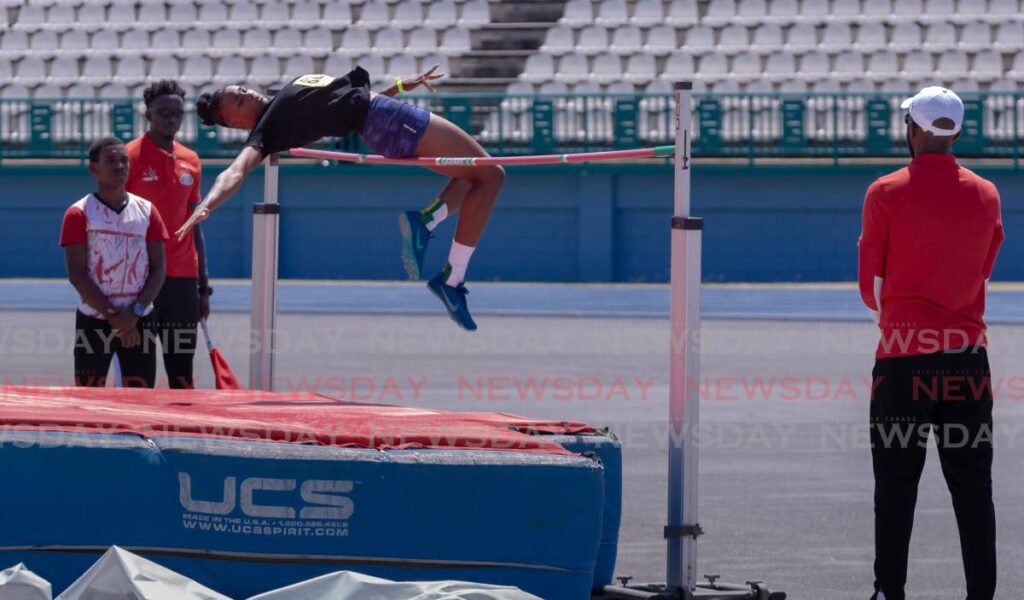 In this file photo, Jelese Alexander participates in the U-20 High Jump, at Dwight Yorke Stadium,  at the Secondary Schools Track and Field Championships 2020. - David Reid
