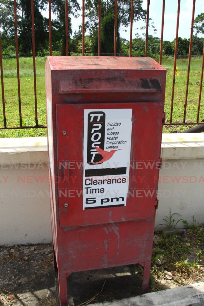 A post box at the Trinidad and Tobago Postal Service, National Mail Centre, Golden Grove Road, Piarco. - File photo/Roger Jacob