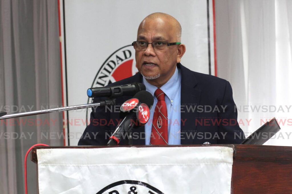 Trinidad and Tobago Cricket Board (TTCB) president Azim Bassarath speaks during a TTCB press conference, on Thursday, at the National Cricket Centre, Balmain, Couva. - Photo by Marvin Hamilton