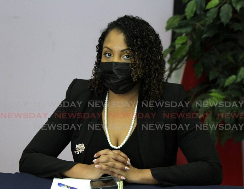 Tabaquite MP Anita Hayes at the UNC's media briefing on Sunday. - Photo by Angelo Marcelle