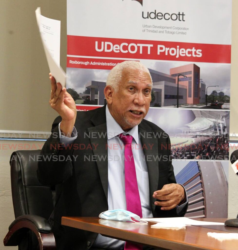 Udecott chairman Noel Garcia speaks to media at a press conference at his company's headquarters in Port of Spain on Tuesday. - ROGER JACOB