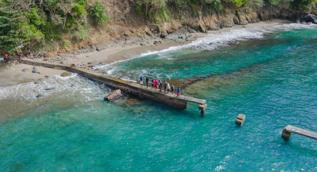 An aerial view of Little Tobago jetty. - THA