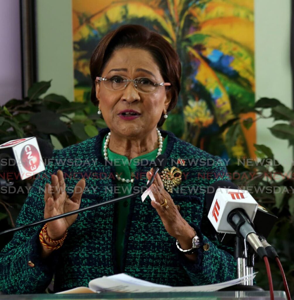 File photo: Opposition Leader Kamla Persad-Bissessar.  