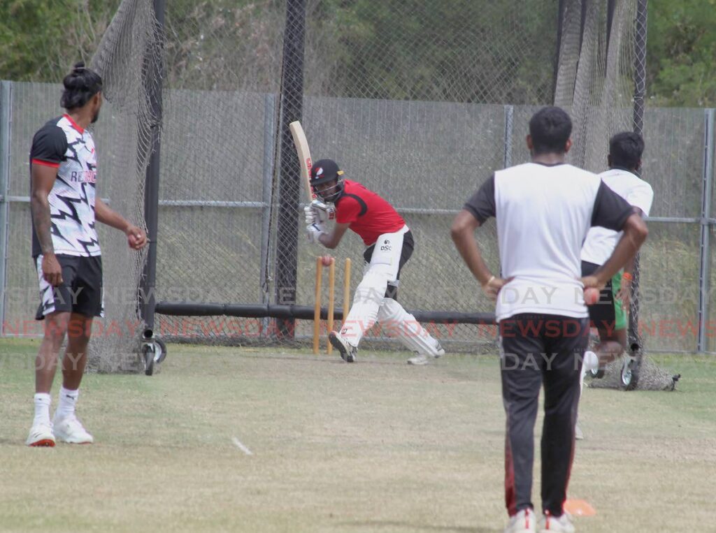 TT Red Force cricketers take part in a team training session a day ahead of their opening match against the Jamaican Scorpions of the CWI Regional Four-Day Championship, on Wednesday, at the Brian Lara Cricket Academy, Tarouba.  - ROGER JACOB