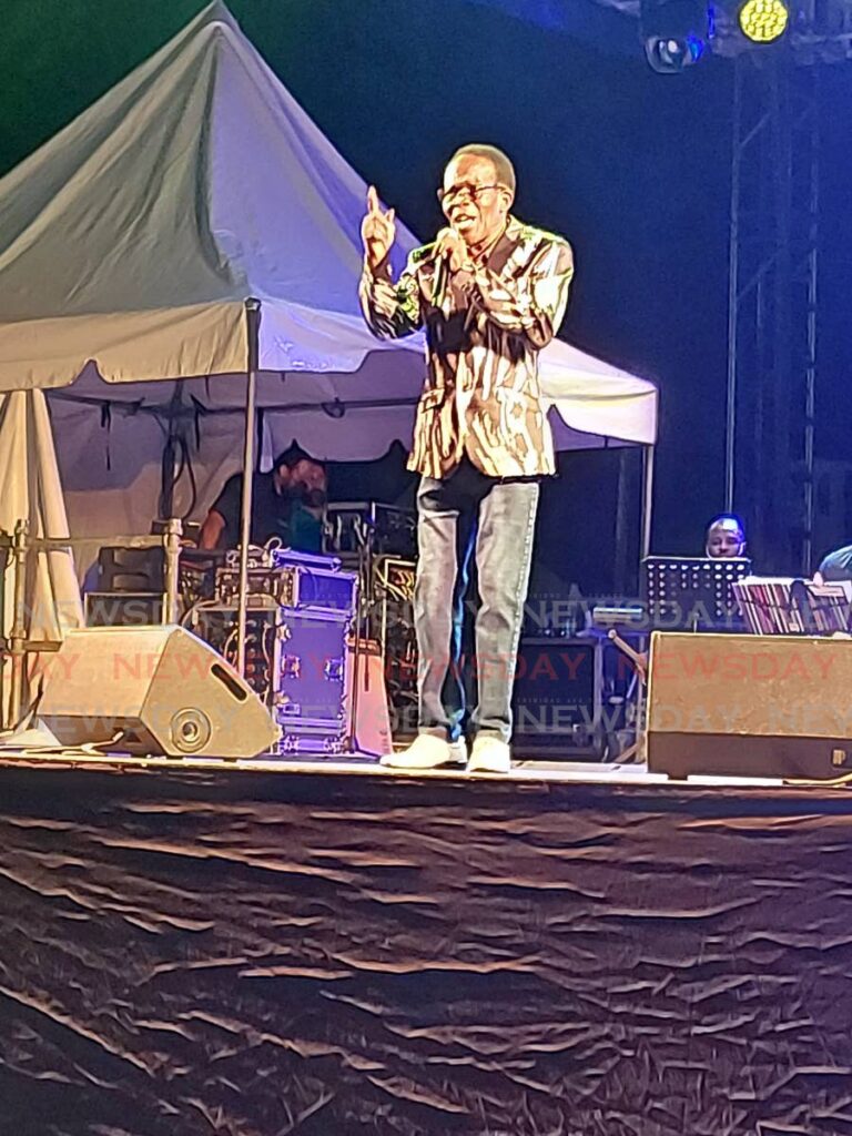 Johnny King was one of the veteran calypsonians who performed on Thursday at the Kaiso Karavan Tent's opening night of its Taste of Carnival Season at the Queen's Hall's Garden Theatre in St Ann's. PHOTO BY MELISSA DOUGHTY - 