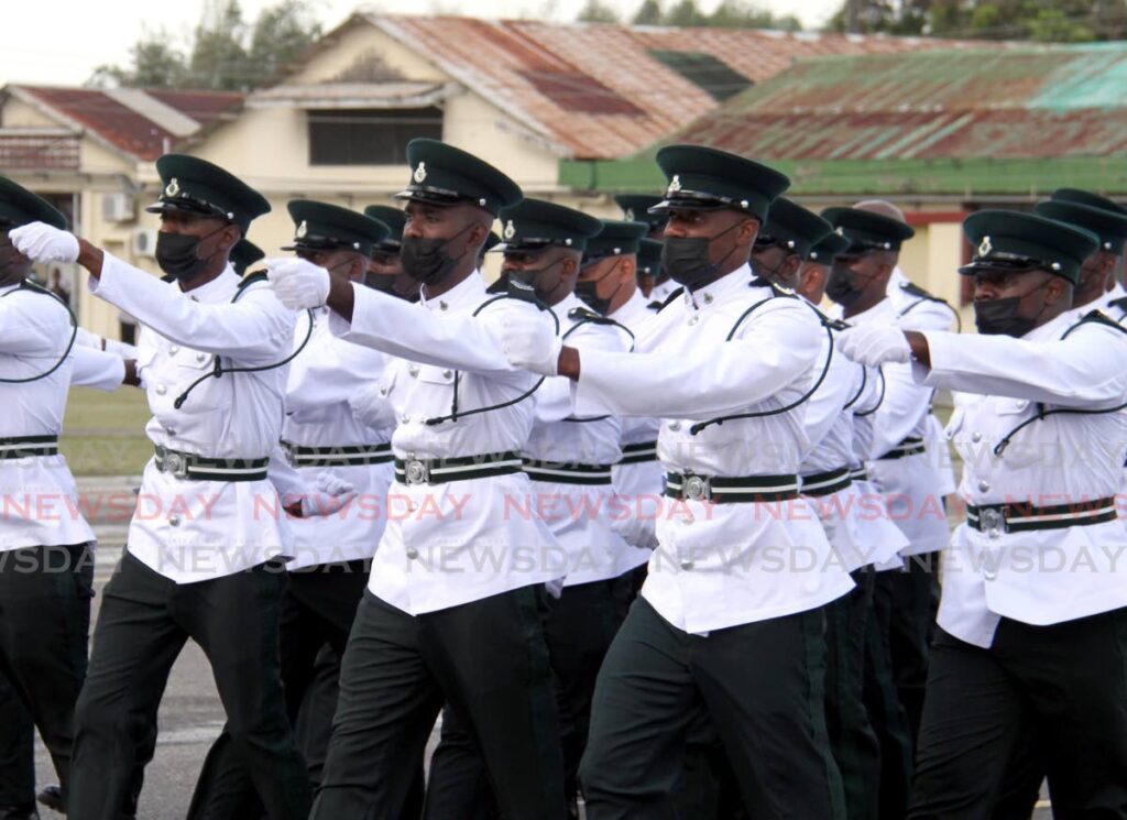 The new prison officers show off their marching skills. - Ayanna Kinsale