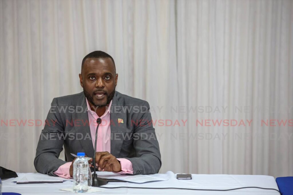 Minister of Public Utilities Marvin Gonzales addresses the media about Wednesday's blackout in Trinidad, at the Ministry of National Security, Port of Spain on Thursday. - Photo by Jeff Mayers