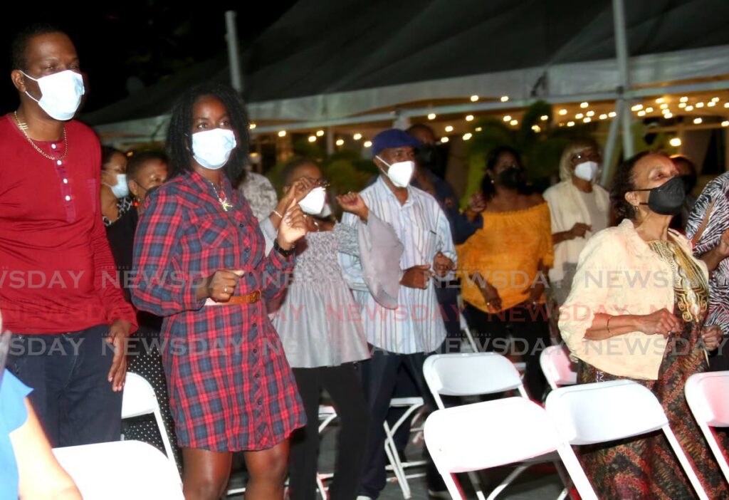 Some of the patrons at the Back to Basics calypso tent, at Queen's Hall, St Ann's on February 17. - SUREASH CHOLAI