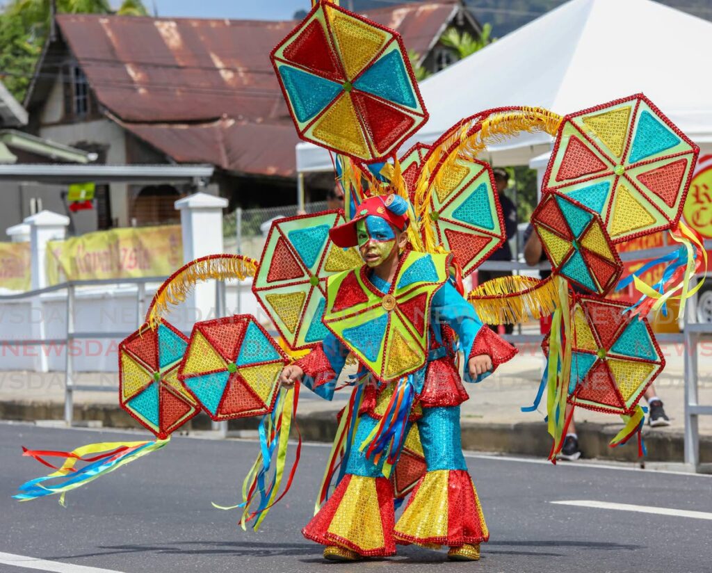 FILE PHOTO: Leandro Laulys portrays Mad Bull Fever in the Junior King of Carnival competition at Adam Smith Square, Woodbrook on February 16, 2020. - 