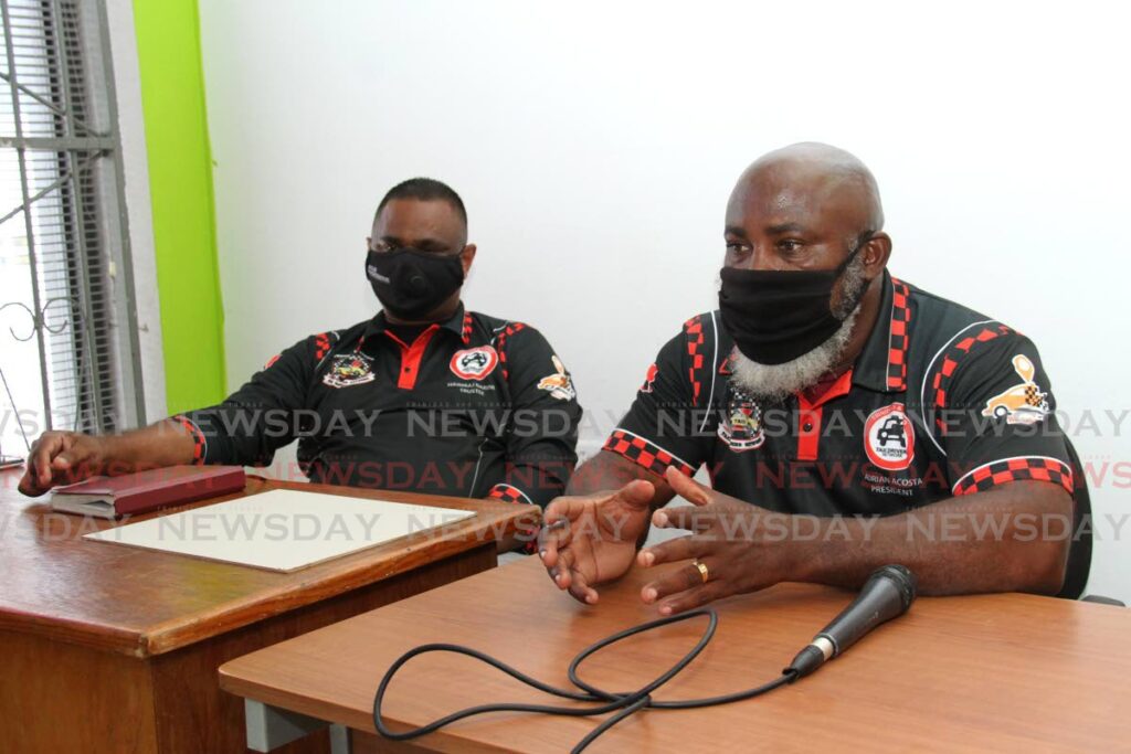 TT Taxi Drivers Association president Adrian Acosta, right, and trustee Haimraj Narine during a press conference in San Fernando on May 28, 2021. - FILE PHOTO/AYANNA KINSALE