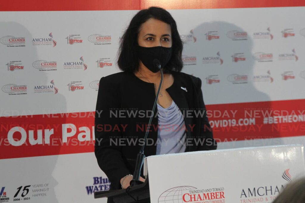 In this 2021 file photo Amcham president Toni Sirju addresses a briefing on the NAPA vaccination site in Port of Spain. - 