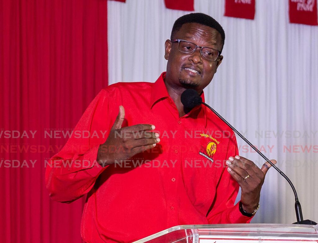 Laurence Hislop at a PNM meeting last year ahead of the December 6, 2021 THA election. FILE PHOTO - 
