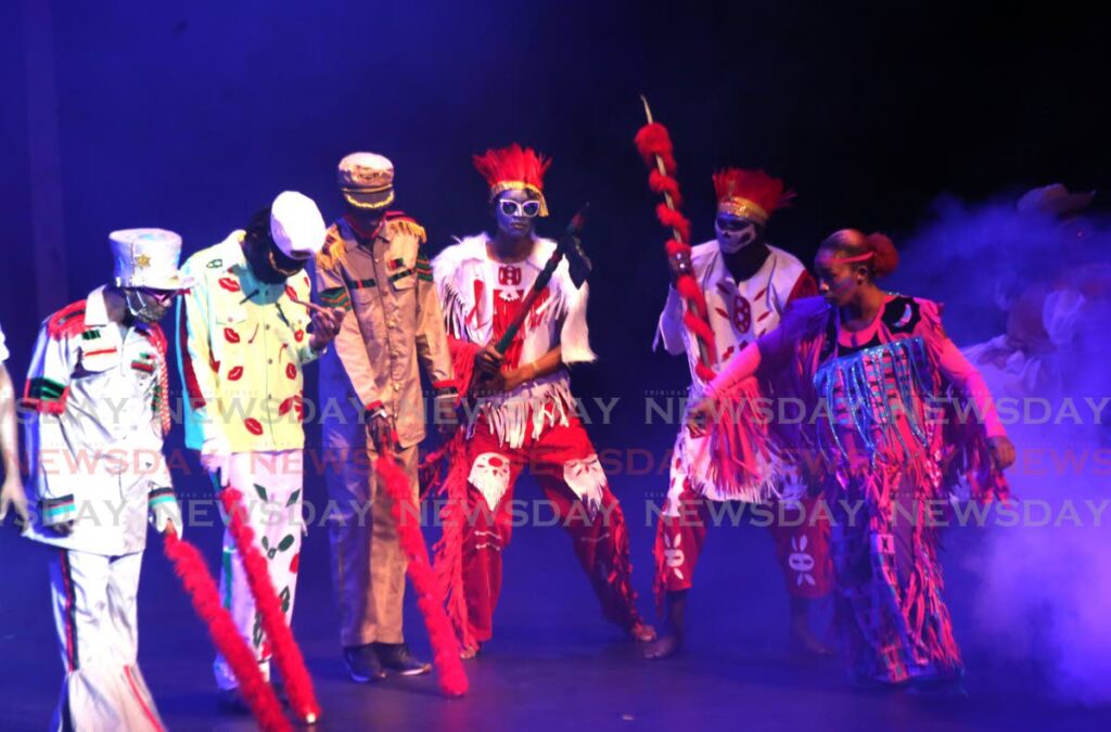 Sailors and Red Indian mas characters in Riddim Nation' theatre production on March 1 at the National Academy for the Performing Arts (NAPA), Frederick Street, Port of Spain.  - SUREASH CHOLAI