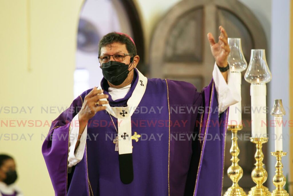 Archbishop Jason Gordon officiated the Ash Wednesday service  at Our Lady of Perpetual Help, Harris Promenade San Fernando. Photo by Lincoln Holder