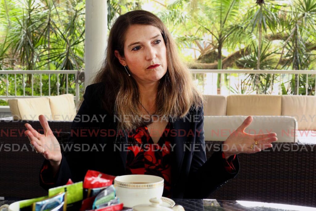 British High Commissioner to TT Harriet Cross speaks with Newsday at her official residence in Maraval on March 4. - ROGER JACOB