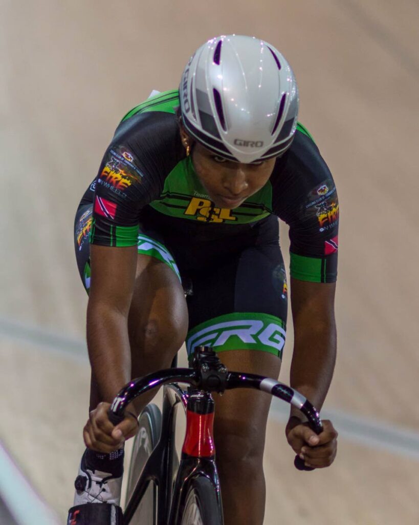 Women's elite sprint champion Sylese Christian at the National Cycling Velodrome, Thursday. - DENNIS ALLEN FOR @TTGAMEPLAN