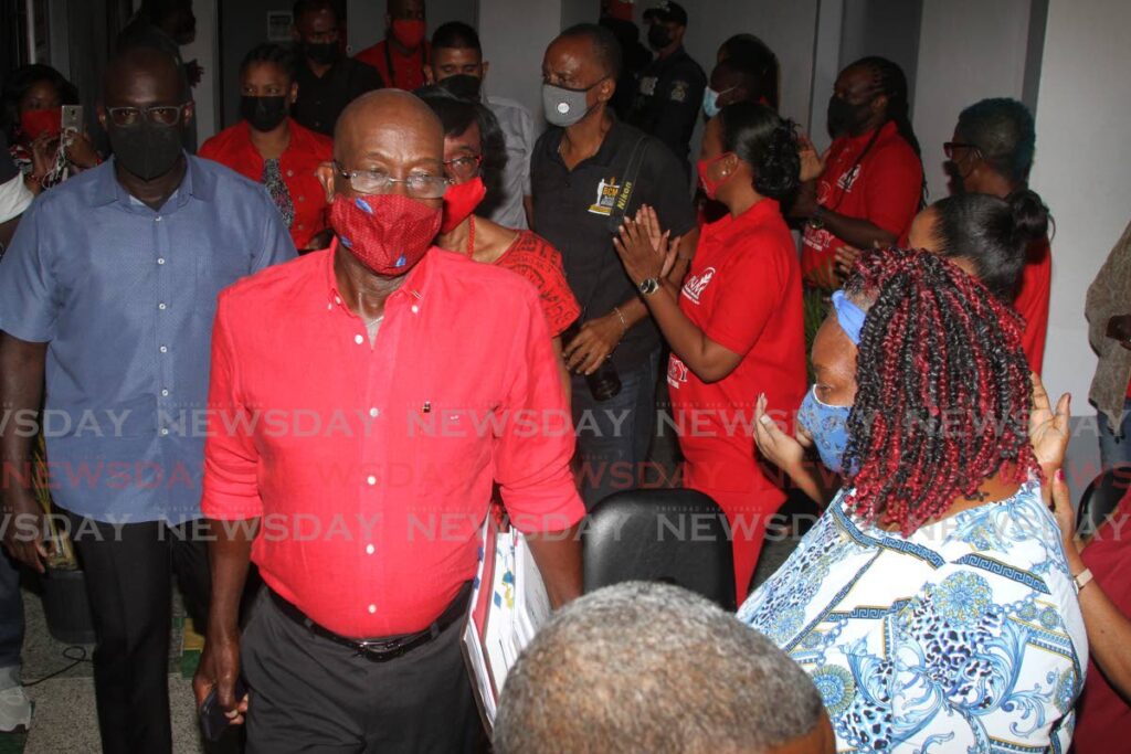 PM and PNM Political Leader Dr Keith Rowley arrives at the Pleasantville Community Centre, San Fernando, where the party held a public meeting on Tuesday.  - Angelo Marcelle