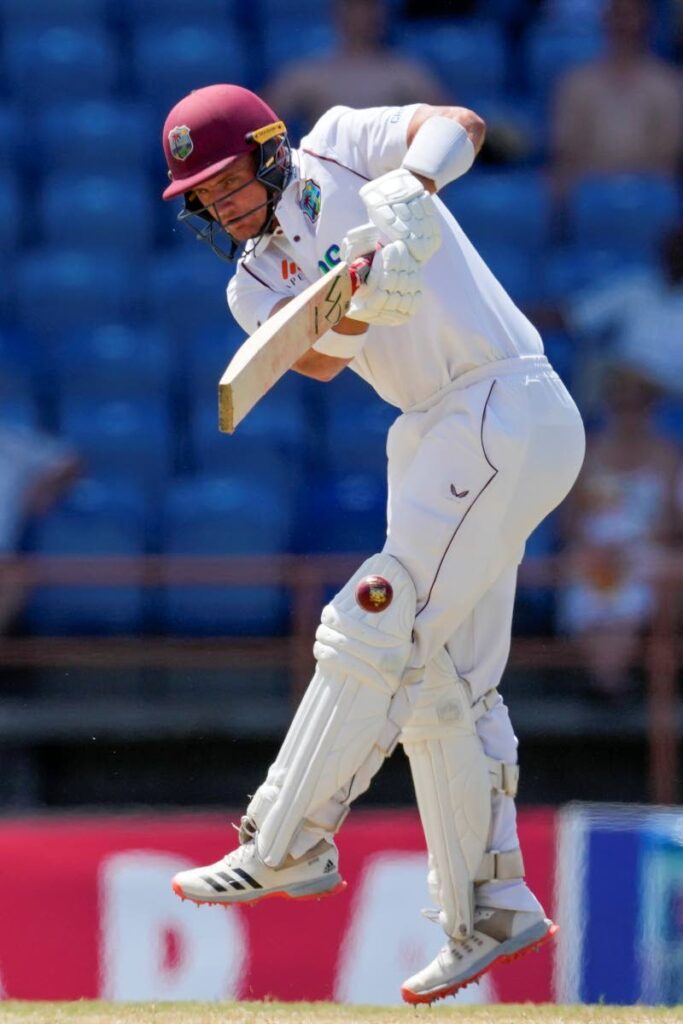 West Indies’ Joshua Da Silva plays a shot on his way to a maiden Test century against England during day three of the third Test at the National Cricket Stadium in St George’s , Grenada, on Saturday. AP Photo - 