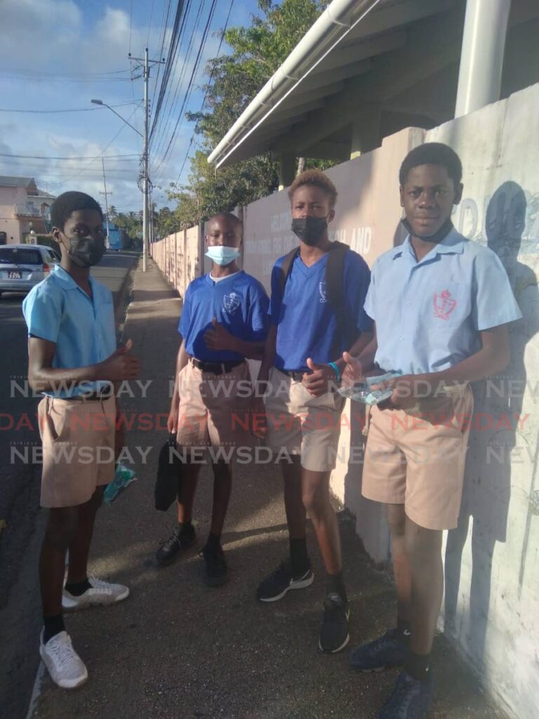 From left, Classmates Jamali Walters, Luke Ramsey, T Shaun Gumbs and Amali Walters of Bon Accord Government School.

Photo by Corey Connelly - Corey Connelly