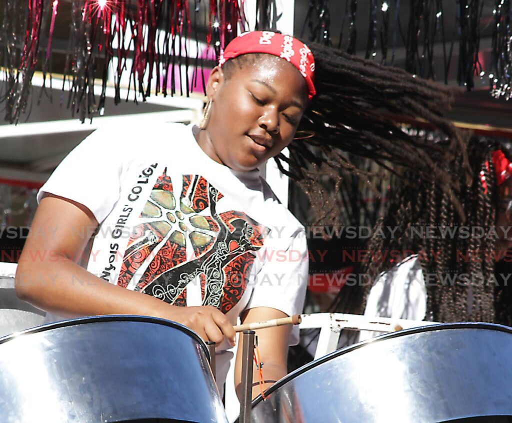 A St Francois Girls' steel orchestra player during the school's performance in the 2018 Junior Panorama. - ROGER JACOB