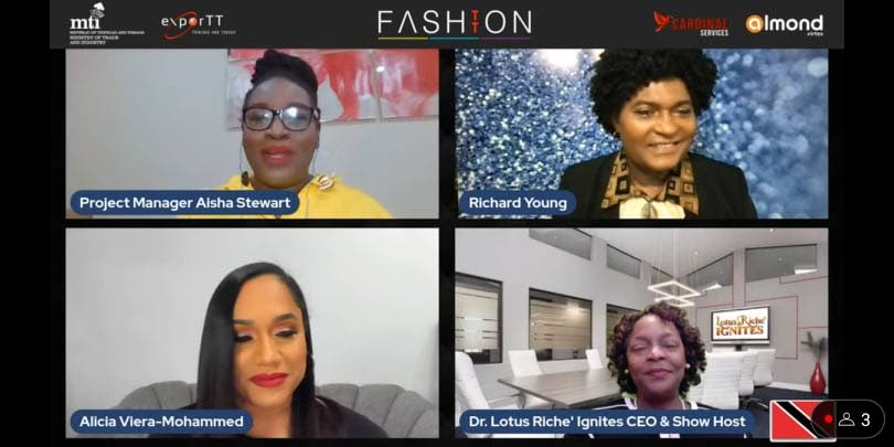 Aisha Stewart, product manager, FashionTT; Richard Young, forum facilitator; Alicia Viera-Mohammed, Guardian Digital; and Dr HC Lotus Riche, CEO, Lotus Riche Ignites. - 