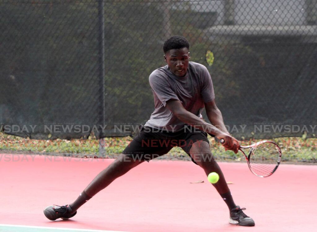 Shae Millington advanced to the Under-18 singles finals at the RBC Junior tennis tournament, at the Country Club,Maraval, on Thursday.  - Angelo Marcelle