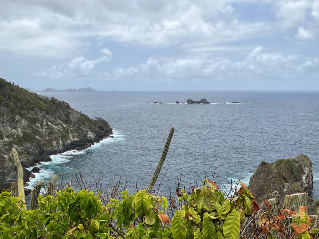 The lookout point has a view across Goat Island to the St Giles islands which mark the divide of the Caribbean Sea and Atlantic Ocean. - Pat Ganase 