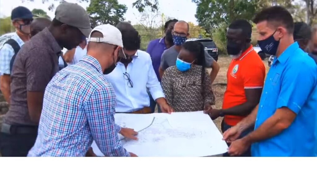 Chief Secretary Farley Augustine, members of the THA, officials from developer Superior Hotels Ltd and other stakeholders at a site visit for a $500 million Marriott development in Rocky Point on Thursday. - 