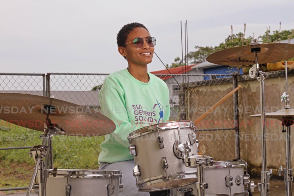 Quianna Mahabir played the drums at the concert Joy Cometh in the Morning. - Marvin Hamilton