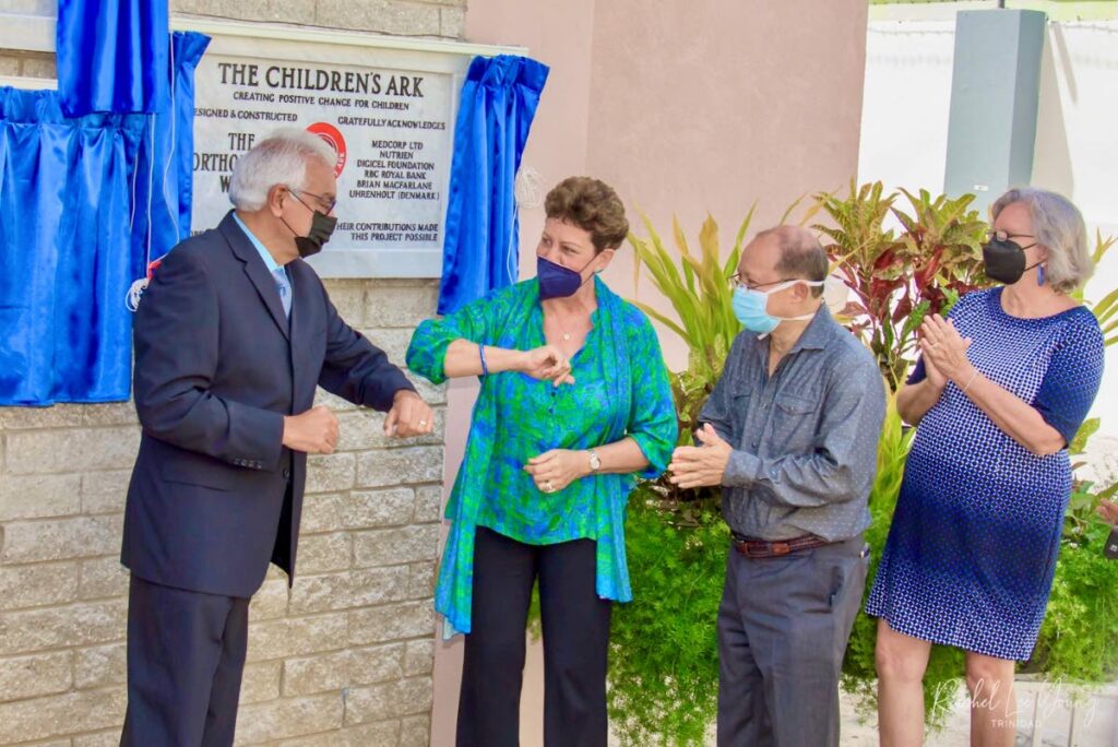 From left, Minister of Health Terrence Deyalsingh, Simone de la Bastide, president of The Childrens Ark, and driectors of the organisation Dr Kongsheik Achong Low, Carol-Lyn Hart at the unveiling of the plaque ceremony on April 27 at the Princess Elizabeth Home, Ariapita Avenue, Port of Spain. - Photo courtesy Rachel Lee Young